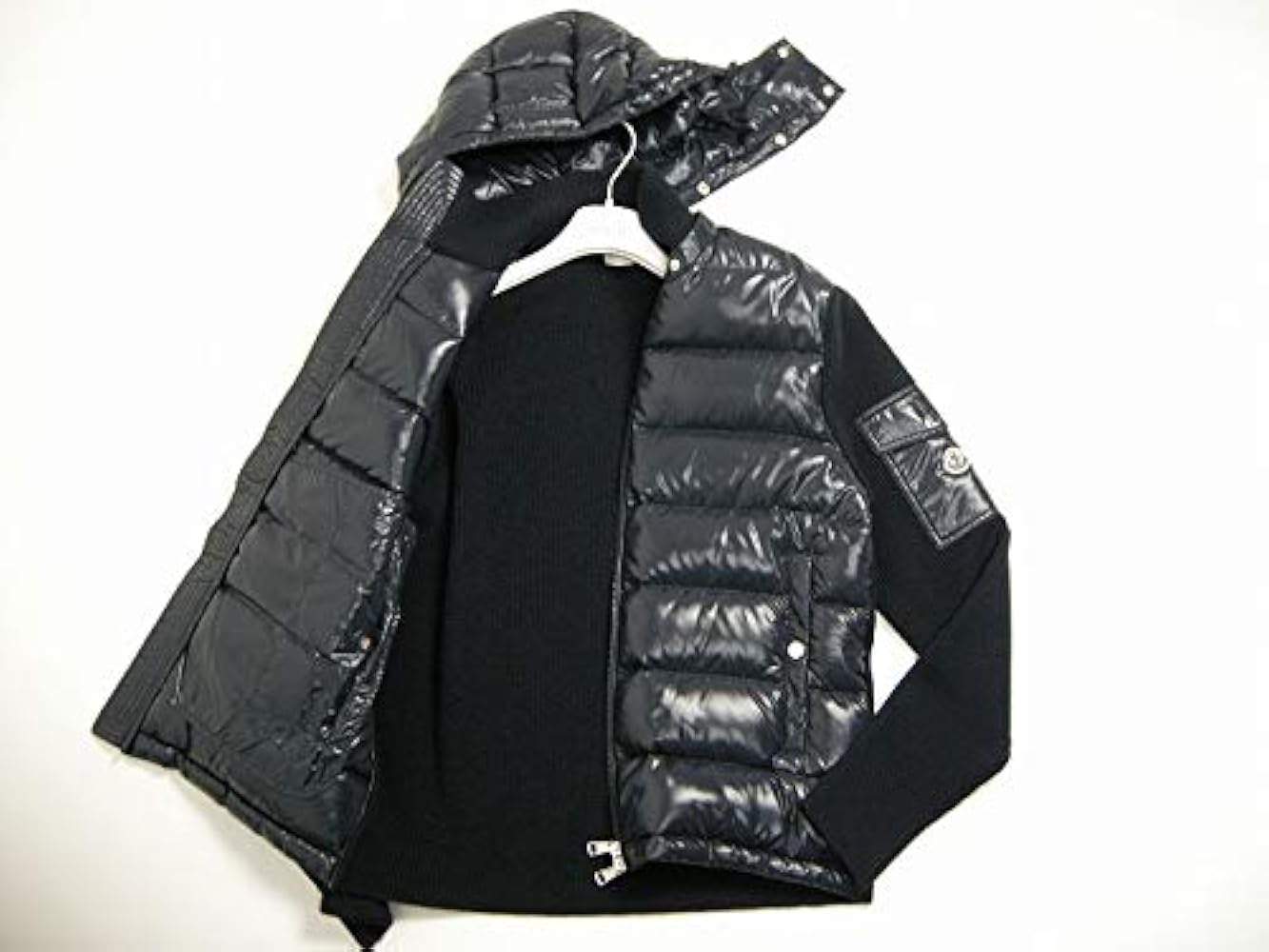 美品　Moncler ダウンニットフードジャケット ネイビー L 4P83 美品 Moncler ダウンニットフードジャケット ネイビー L 4P83