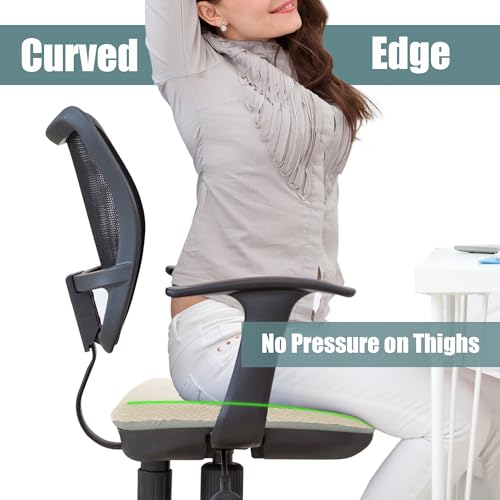 Image of HOMBYS Tufted Furry Recliner Seat Cushion for Elderly Foam Curved Edge Large Square Seat Cushion for Recliner Chair, Floor Pillow, Office Chair, Car, No Pressure on Thighs(Beige)
