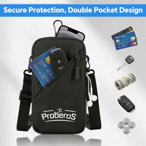 Image of PROBEROS Phone Holder Armband, Waterproof Crossbody Bag for Running