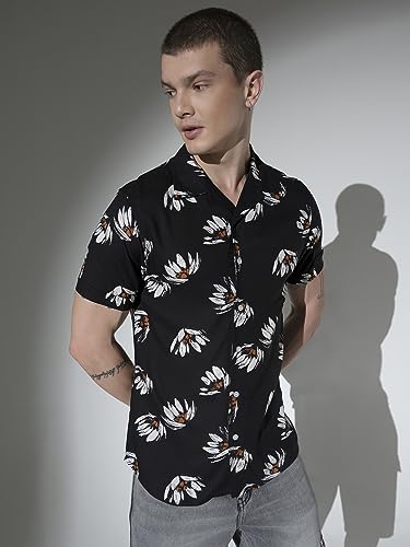 Image of Hubberholme Men's Rayon Relaxed Fit Printed Half Sleeve Resort Shirt