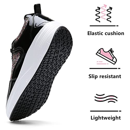 kkdom Women's Walking Shoes Breathable Mesh Comfort Lightweight Wedge Platform Sneakers3