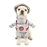 FLAdorepet Dog Astronaut Standing Costume with Pet Hat Cat Halloween Christmas Party Costume Outfits Funny Dog Clothes for Chihuahua Bulldog (Sliver, X-Large(Pet 16-27Lbs))
