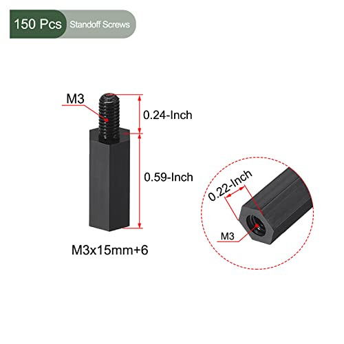 YOKIVE 150 Pcs M3 Standoff Screws, Nylon Hex PCB Standoffs with High Insulation Effect, Keep Height Consistent - Image 2