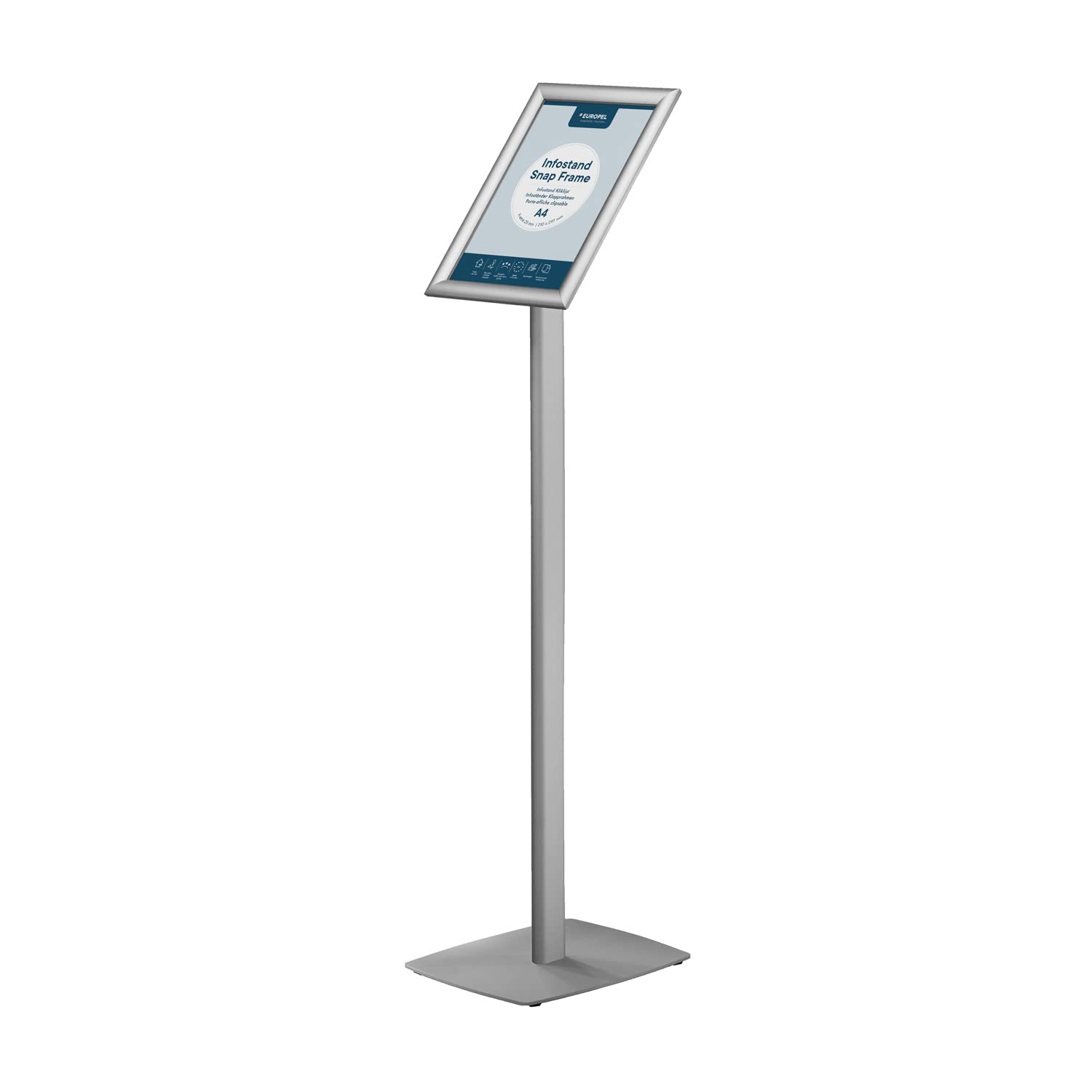 Europel Soporte magnético para carteles A4, ideal para publicidad, ofertas, informaciones o avisos con construcción de aluminio anodizado y cubierta antirreflejos