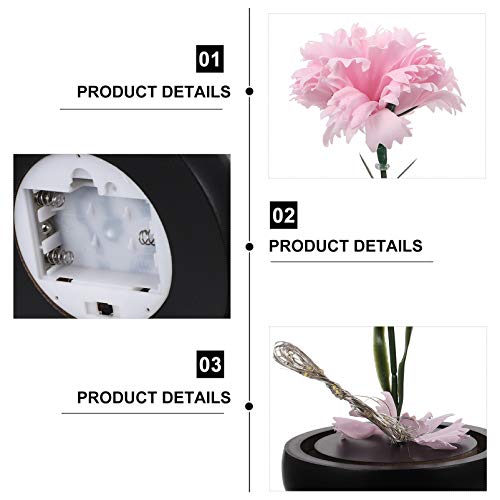 Flor de cravação preservada em redoma de vidro com luzes de LED eternamente feita à mão Flower Dia d