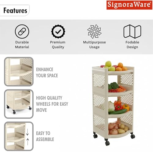 Image of SignoraWare Smart BPA Free Plastic Organiser | Modular Design | Designed to fit on countertops | Easy to Clean | Lightweight & Durable| Ideal for organizing Daily-use Spices (20kg |Set of 4 | Beige)