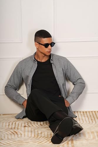 Image of Aatman Men's Eco-Friendly Cotton Shirt | Casual | Plain | Full Sleeve | Summer Regular Fit