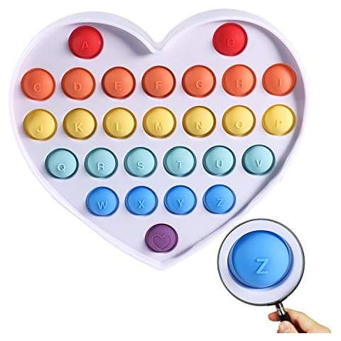 Alphabet Rainbow Push Pop Fidget Toy,Fidget Toy Pack with Pop,Push Pop Bubble Fidget Sensory Toy,Silicone Figetget Toy for ADD ADHD,Bubble Popper Anxiety Relief Autism Toy Cover