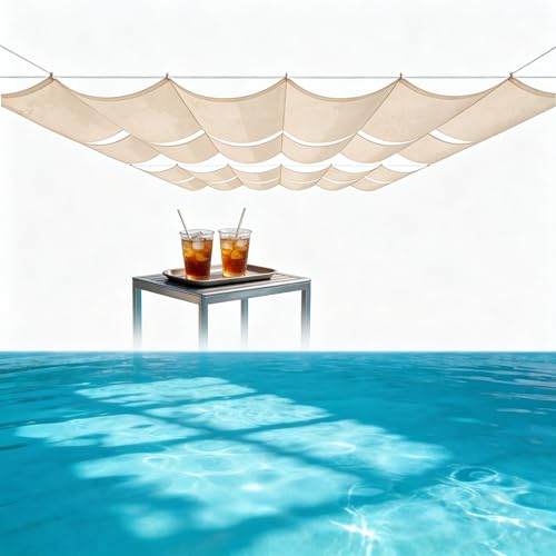 Auvent rétractable ondulé coupe-vent protection UV avec cordes de terrasse - 2