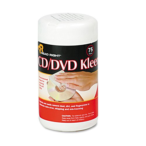 Advantus Read Right RR1420 CD/DVD Kleen Cleaner Wet Wipes 5 1/4 x 5 3/4 75/Tub