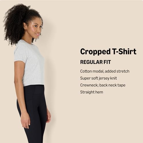 Amazon Essentials Women's Active Soft Cotton Crewneck Short Sleeve Yoga Workout Lightweight Cropped T-Shirt2