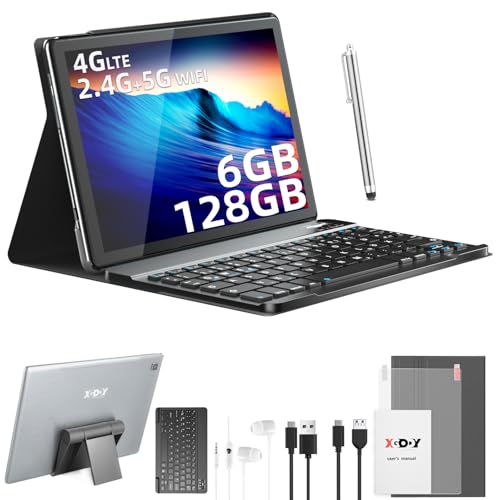 XGODY 10,1 Zoll 4G LTE(2 SIM Slot) Octa-Core Android 12 Tablet 6GB RAM 128GB ROM Tablet mit Tastatur 8000mAh Akku 1920x1...