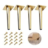 Gambe per mobili in Legno massello di Noce con Piastra di Montaggio per Divano, Tavolo, Sedia, Set da 4 (12 cm/4,72 Pollici)