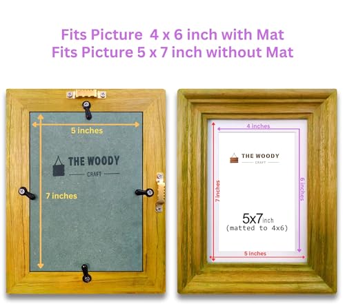 Image of 4 x 6 inch Wooden Photo Frame with Mat, Yellow Photo Frame 4 x 6 inch with Mat or 5 x 7 inch without Mat for Wall Decoration, Gallery Walls, Best Wooden Photo Frames for Posters and Photos