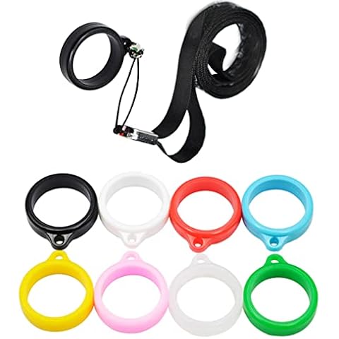 CENGLORY Silicone Bands Anti Slip Rubber Rings Necklace Lanyard Anti-Loss Pendant Holder for 13-17mm (1Pcs Black Lanyard+8Pcs Silicone Bands) Cover