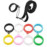 CENGLORY Silicone Bands Anti Slip Rubber Rings Necklace Lanyard Anti-Loss Pendant Holder for 13-17mm (1Pcs Black Lanyard+8Pcs Silicone Bands)
