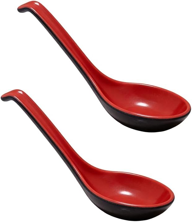 2 Pcs Asian Soup Spoons, White Melamine Spoons