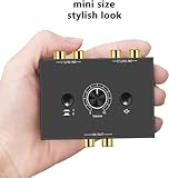 UNSTINCER Stereo RCA Audio Switcher 2(1)-in-1(2)-out, Volume Control One Key Mute Plug & Play, Bidirectional Speaker Switch Box Analogue Aux Adapter for Soundbar Headphones Turntable, Metal - Image 7