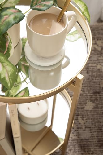 image for Kate and Laurel Celia Round Metal Foldable Tiered Side Table, 16 x 26,