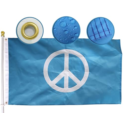 Premium World Peace symbols Flag 3x5 Ft Large Double Sided Embroidered |Quadruple Stitched Fly Ends| Love Peace Flags For outdoors House Decoration Banner by MIDLE - Used condition - US$20.93