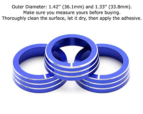 Ijdmtoy 3Pcs Blue Anodized Aluminum Ac Climate Control Ring Knob Covers Compatible With Volkswagen Mk6 Golf Gti Jetta #TOP1