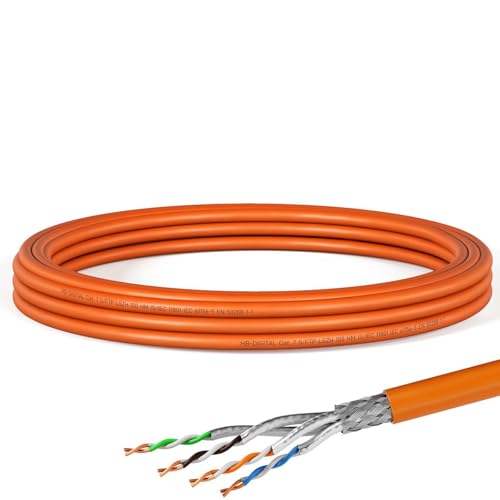 HB-DIGITAL 5m CAT 7 Netzwerkkabel LAN Kabel Verlegekabel Ethernet Installationskabel 10 Gbit/s - reines Kupfer AWG23 S/FTP - GHMT Zertifiziert LSZH Datenkabel Simplex - Orange