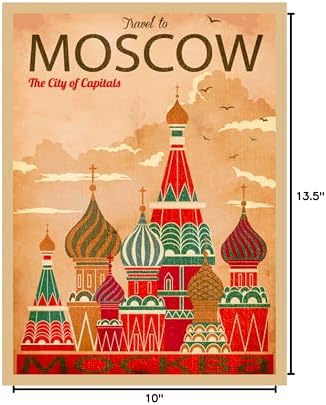 Travel to Moscow Mockba St. Basil's Cathedral Retro Russia Travel Home Collectible Wall Decor Advertisement Art Poster Print. 10 x 13.5 inches. image 4