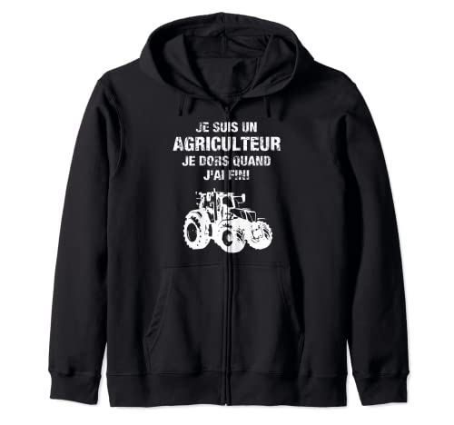 Agriculteur Fermier Agriculture Paysan Tracteur Zip Hoodie