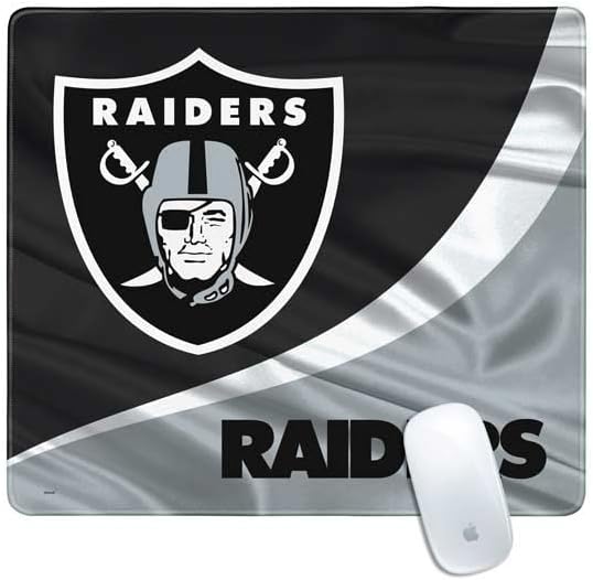 Skinit Medium Gaming Mouse Pad - Officially Licensed Las Vegas Raiders Design with Stitched Edges, Waterproof, Non-Slip Rubber Base, Desk Mat for Keyboard & Mouse, 17.7" x 15.75" inches