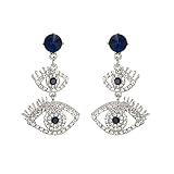 EVER FAITH Boucles d'oreilles Pendantes L'oeil du diable en Cristal Strass Lustre pour Femme Fille Bleu