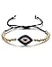 Evil Eye Bracelets for Women Men Black Adjustable Bead Bracelet, Gold Plated
