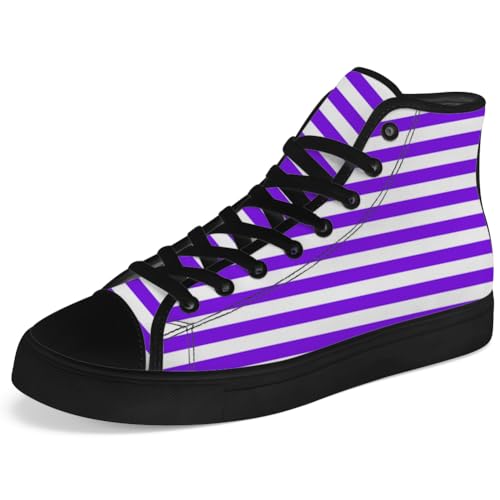 Striped High Top Canvas Shoes High Top Sneakers Lace Up Casual Shoes Gifts for Men Women