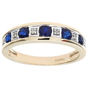 Naava Naava Brilliant rund 9 Karat, Saphir und Diamant Ring, Naava Naava Brilliant rund 9 Karat, Saphir und Diamant Ring,