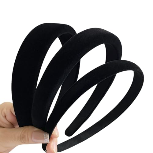 3 Pezzi Cerchietti da Donna in Velluto nero, 3 Taglie Ampia Fascia di Velluto per Signore Fascia di Nero Ampio, per Ragazze Donne Natale Halloween Carnevale (1,5 cm 2 cm 3 cm)