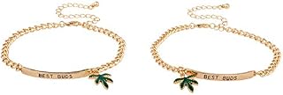 Lux Accessories Goldtone Best Buds BFF Friends Marijuana Leaf Bracelet Set (2pc)