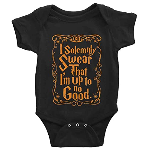 Image of I Solemnly Swear I Am Up to No Good Unisex Baby One Piece Bodysuit Short Sleeve Crawling Clothes Black