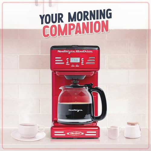 Nostalgia Retro 12-Cup Programmable Coffee Maker With LED Display, Automatic Shut-Off & Keep Warm, Pause-And-Serve Function, Red by Nostalgia - Image 3