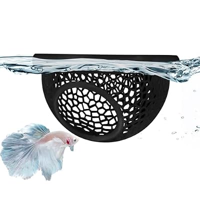 Floating Betta Hide & Shrimp Cave – 3D Printed Aquarium Decor, Multi-Functional Hammock, Feeding Ring & Safe Resting Spot for Betta, Shrimp & Small Fish (PLA, Eco-Safe)