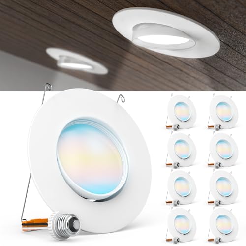 Sunco 8 Pack 6 Inch Gimbal LED Recessed Light Adjustable, 12W=60W 5CCT