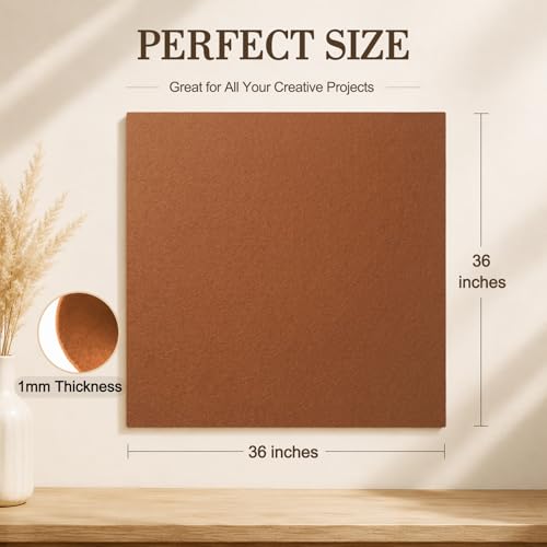 Image of Camel Brown Large Felt Fabric 36 inch x 36 inch (1 Square Yard), 1mm Stiff Felt Sheet, Nonwoven Fabric for Crafts, DIY Projects, Art, Sewing, Lining & Decorations