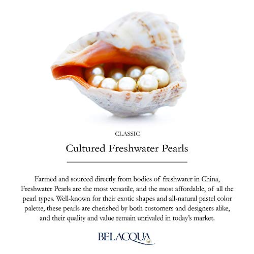 Belacqua Natural Pink Cultured Freshwater Pearl Beaded Bracelet in 14K Rose Gold, Size - 7.5-8.5mm, Length - 7.5 Inches, Fliligree Fishhook Clasp, Real Pearl Jewelry for Women, Gift Box Included4