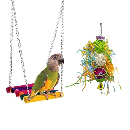 pclapora 2 Piezas Juguetes para Pájaros, Juguetes Agapornis, Juguete Masticable para Pájaros, Loro Colgante Juguete Pájaro para Pequeños y Medianos Loros, Periquitos, Agapornis, Pinzones