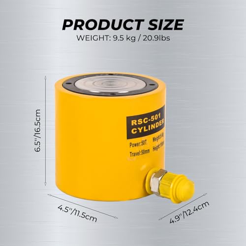 Image of 50T Hydraulic Cylinder Jack Ram, 2 inch Stroke Single Acting Hydraulic Jack Lifting Cylinder RSC-501 Automatically Porta Power Jack for Shipbuilding, Machinery, Construction