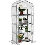 Outsunny Gewächshaus mit Regale, Foliengewächshaus mit Rolltor, Winterfest...