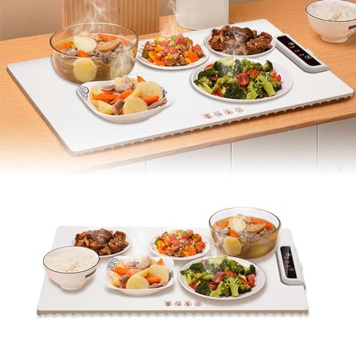 Electric Warming Tray, Foldable Food Warmer Mat, Smart Warming Hot Plate Placemat with Touch Panel to Keep Food Warm, Portable Adjustable Warming Silicone Board for Home Dinners etc