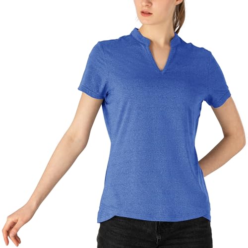 Image of Gopune Women's V Neck Golf Polo Shirts Collarless Short Sleeve Lightweight Quick Dry Tennis Running T-Shirts