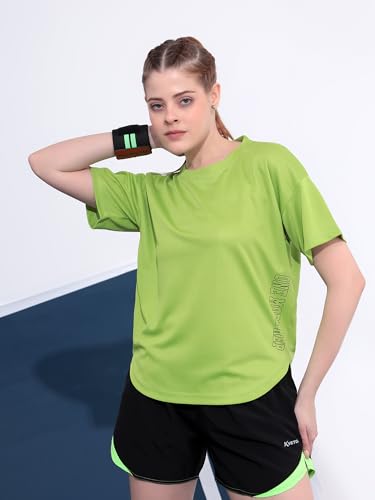 Image of Kvetoo Women Apple Cut Gym T Shirt Breathable Workout Tee Slim Fit Activewear Top Sports Training Yoga T Shirt Women