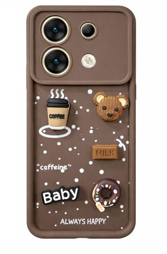 Image of Bintage Ball Bear| Donut| Milk Cake| Baby| Coffee Rubber Case Full Body & Camera Protection Back Cover Compatible for Infinix Zero 30 5G - Brown