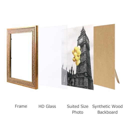 Image of 8x10 Vintage Picture Frames,Antique Picture Frame,Ornate Picture Frame for Wall Decor,1 Pack Gold Frames,Distressed Gold