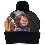 Bioworld Black Chucky Horror Movie Sublimated Pom Beanie Winter Hat
